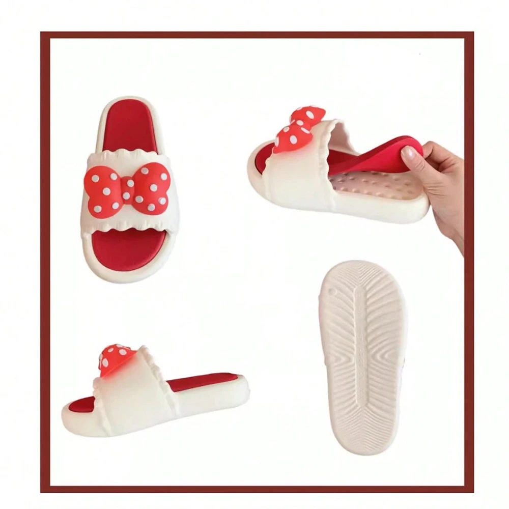 Fashion Woman Soft Casual Removable Insole Cute Bow Tie Pattern Design Non-slip Comfortable EVA Home Women Slippers