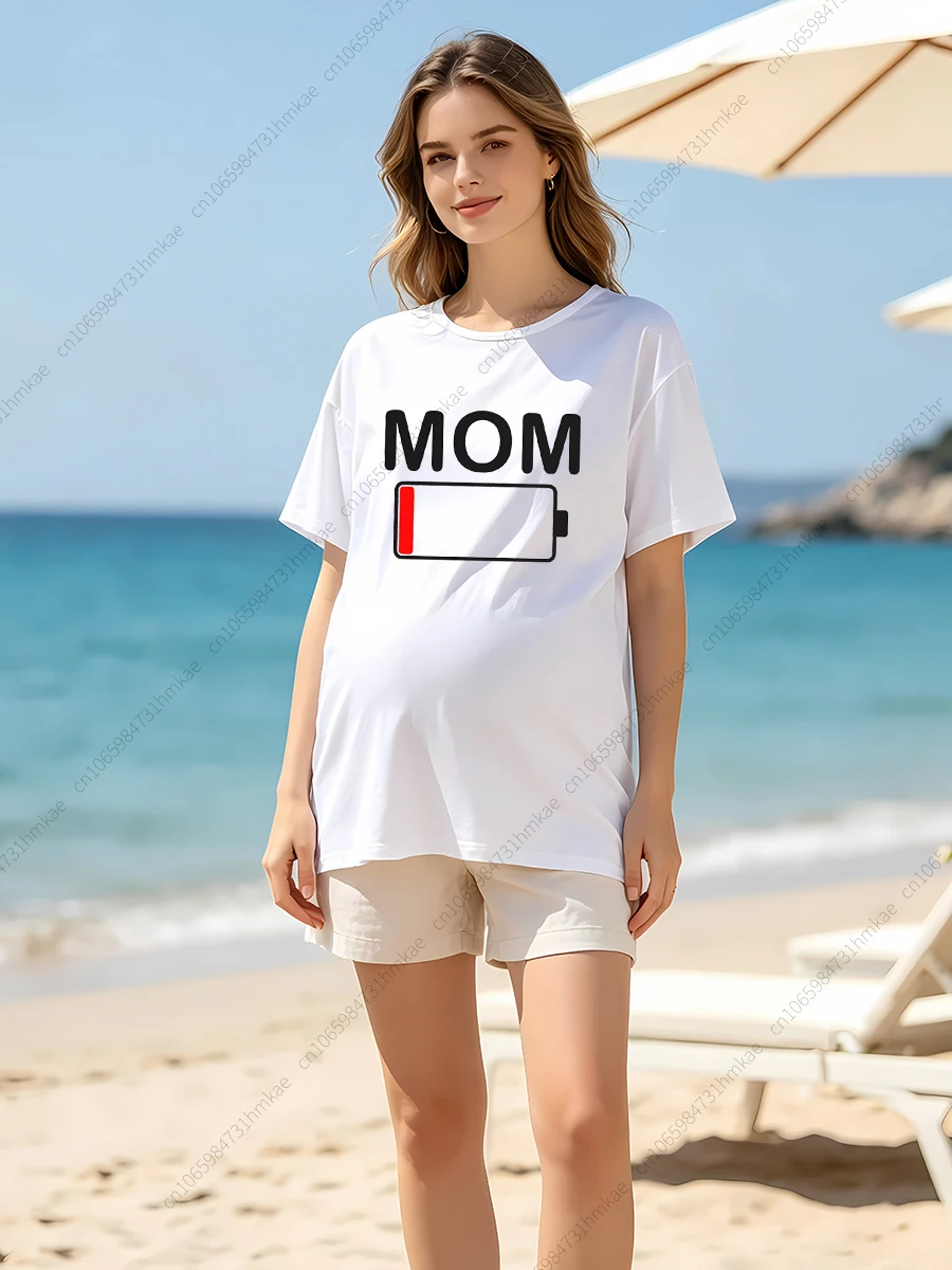 1Pcs Fashion Family MOM Printing T Shirts for Pregnant Mother Tshirts for Women Short T Shirts for Woman T-shirts Lady Tops Tees