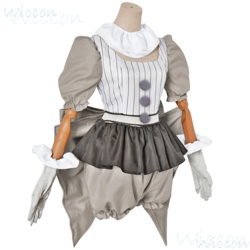 Film Clown Pennywise Cosplay Kostuum Genderswap Halloween Horror Lolita Verkleden Vrouwen Fantasie Jurk Carnaval Feest Volledige Set