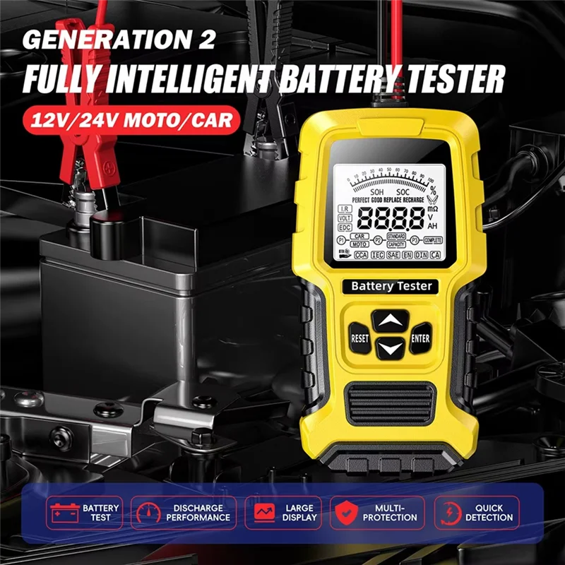 

12V 24V Battery System Detect Auto Battery Analyzer For Car Motorcycle Car Battery Charging Cranking Test Tool-AD39