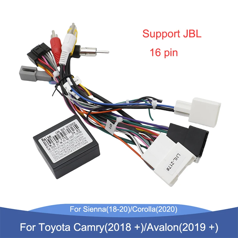 16 Pin Car Radio Wiring Harness CANBUS Decoder For Toyota Camry 2018+ Avalon 2019+ Sienna 2018-2020 Corolla 2020 JBL Amplifier
