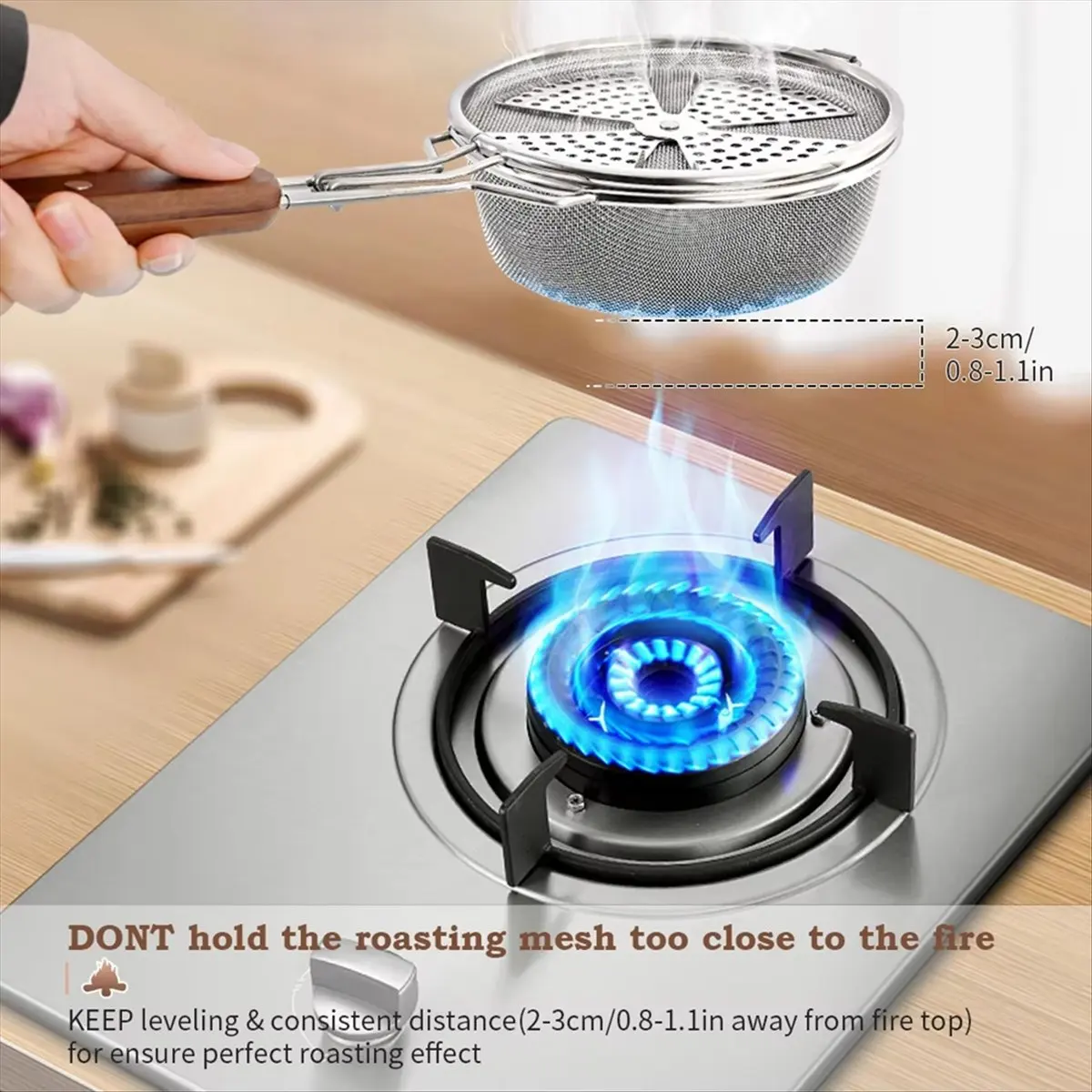 AT54  Stainless Steel Coffee Bean Roaster,Manual Roasting Net with Open Fire Compatibility,Coffee Roasting Tool