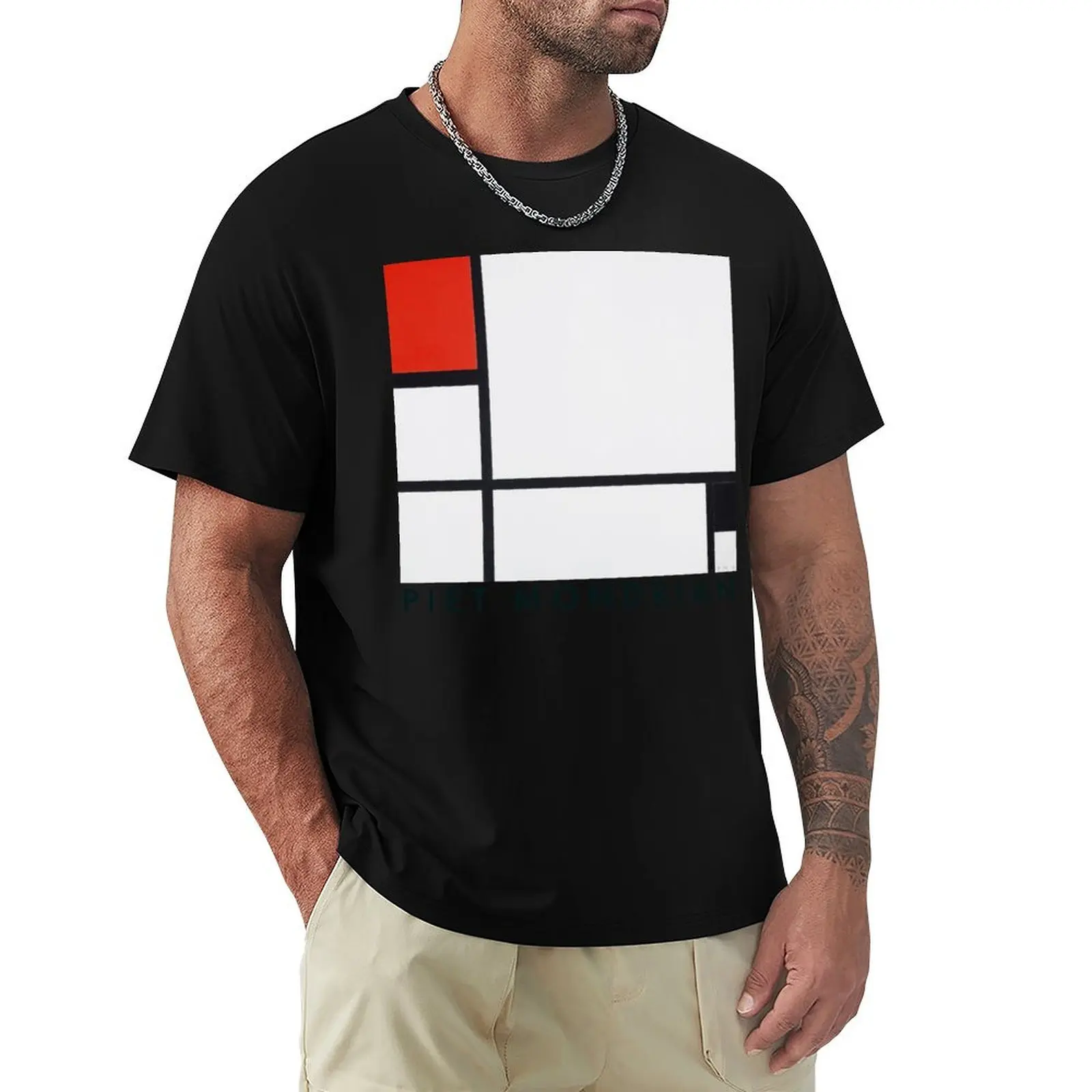 Piet Mondrian Composition No I With Red And Black (1922) Abstract Expressionist T-Shirt t shirts for man cotton funny T-Shirt