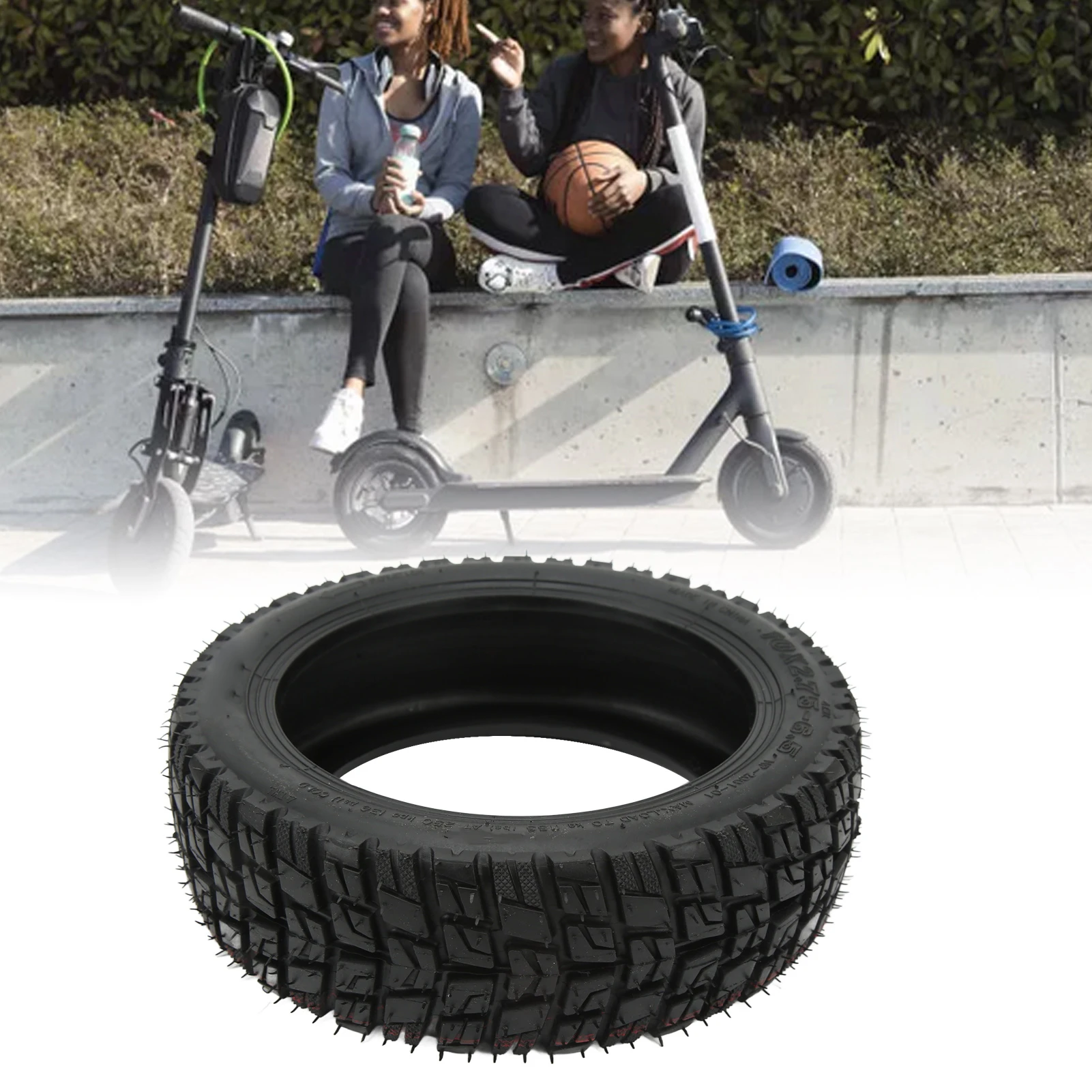 

10x2.75‑6.5 Tubeless Tire Anti Skid Elasticity Thickened Explosion Proof 10 Inch Electric Scooter Tire for Safe Riding