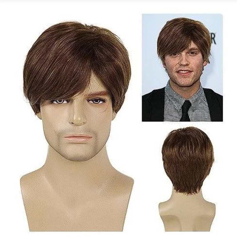 

Головные уборы для вечеринок, короткие прямые волосы, сценические ролевые игры, общие короткие волосы, мужская повседневная одежда, перука с имитацией боковой челки