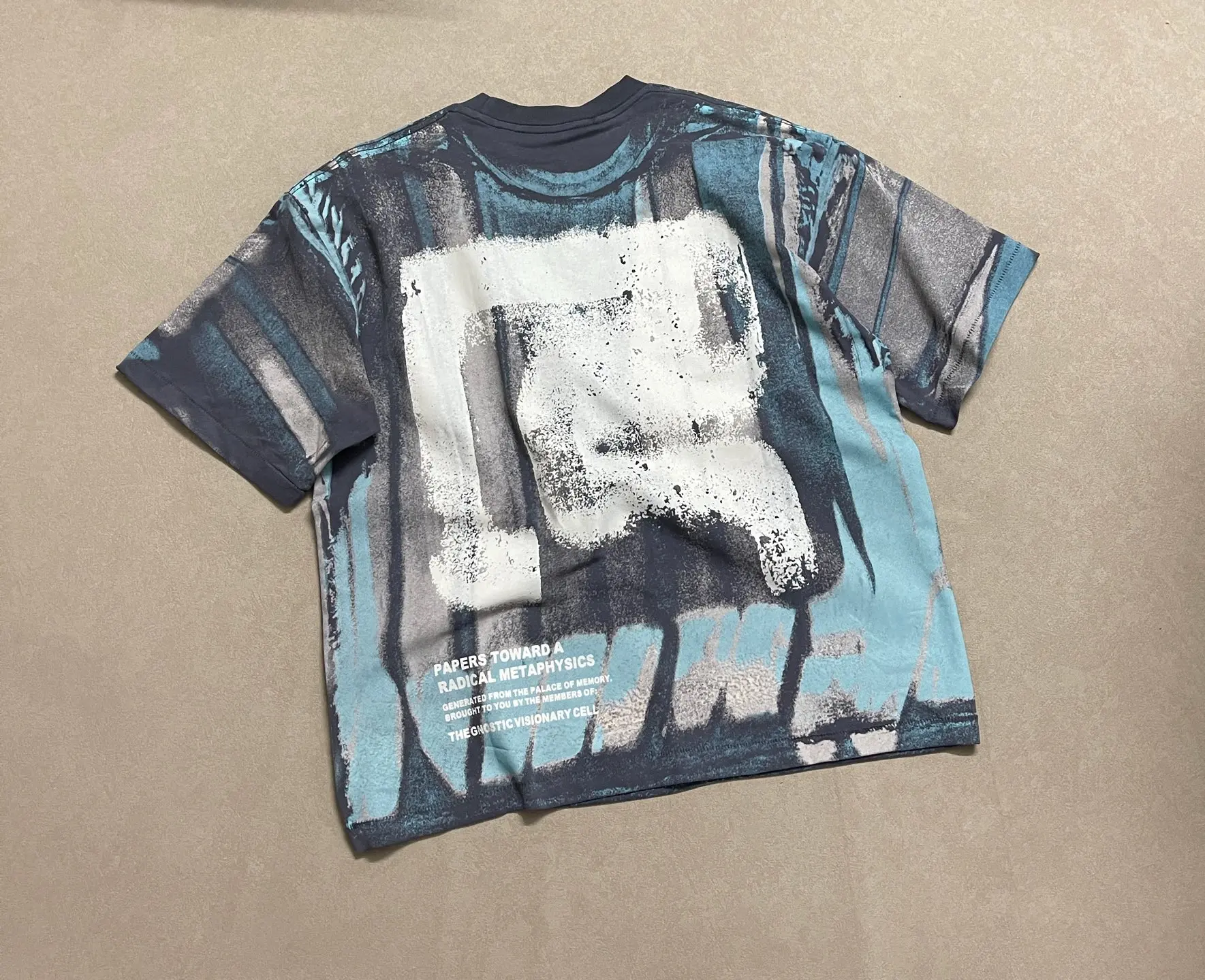 Washed Blue RRR123 Gradient Color Abstract Graffiti T Shirt Men Women High Quality Oversized RRR 123 Tee Tops T-Shirt