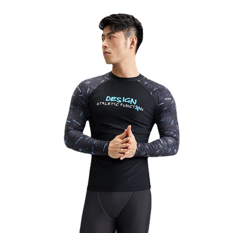 SABOLAY Men Rashguard Lycra Super Elastic Long Sleeve Surfing Diving Swim Sunscreen UV Quick Dry Swimwear Protect T-shirt Pants