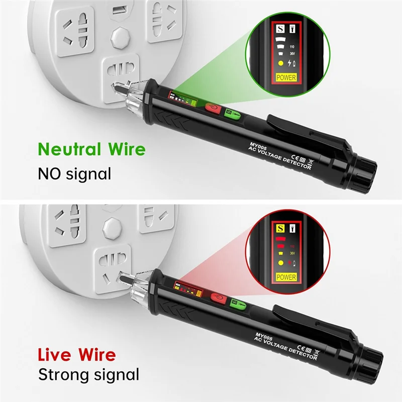 AC56-Penguji Tegangan dengan Tampilan Digital LED, Rentang Ganda 12-1000V AC/48-1000V AC, Pena Penguji Listrik Non-kontak