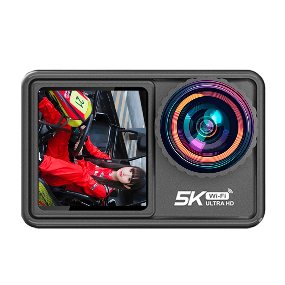 كاميرا الحركة 5K 4K 60FPS EIS عدسة قابلة للتبديل 48 ميجابكسل تكبير كاميرا مثبت إلكتروني كاميرا عمل WiFi لمدونة الفيديو
