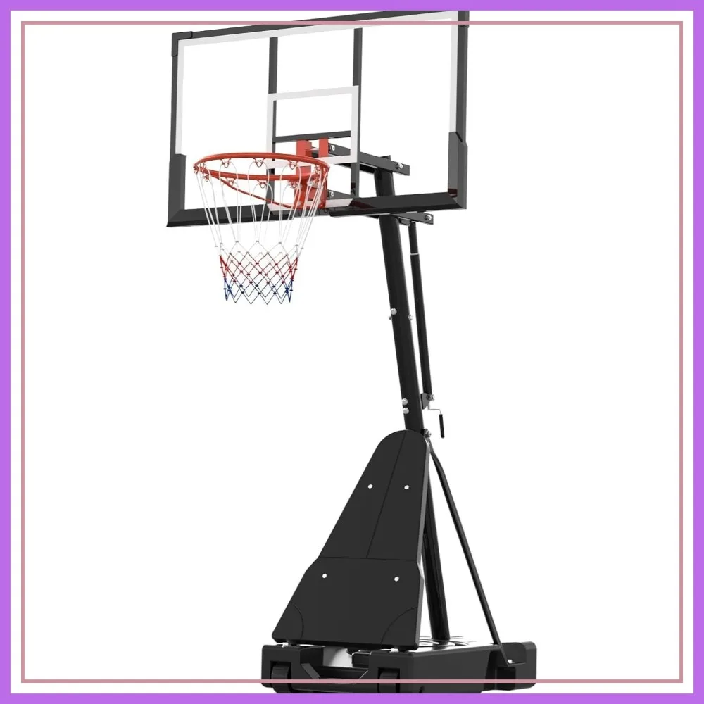 

Basketball Hoop Outdoor 33/44/48 Inch Shatterproof Backboard, 4.92-10FT Adjustable Height, Portable with Wheels for Driveway