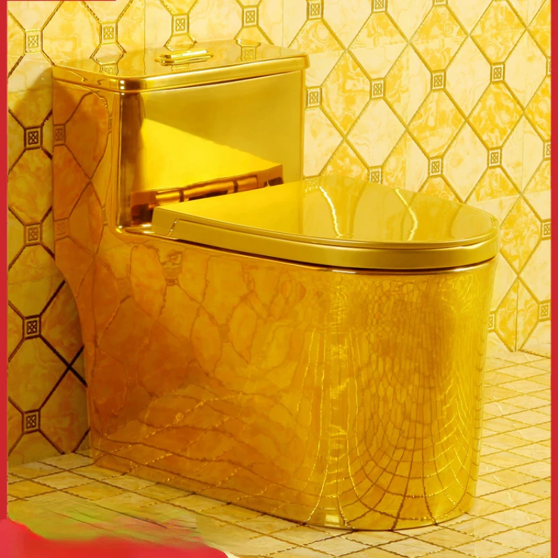 New Golden Toilet Siphon Super Large Diameter Water-Saving Mute Toilet Local Luxury Gold Toilet Small Apartment Bathroom