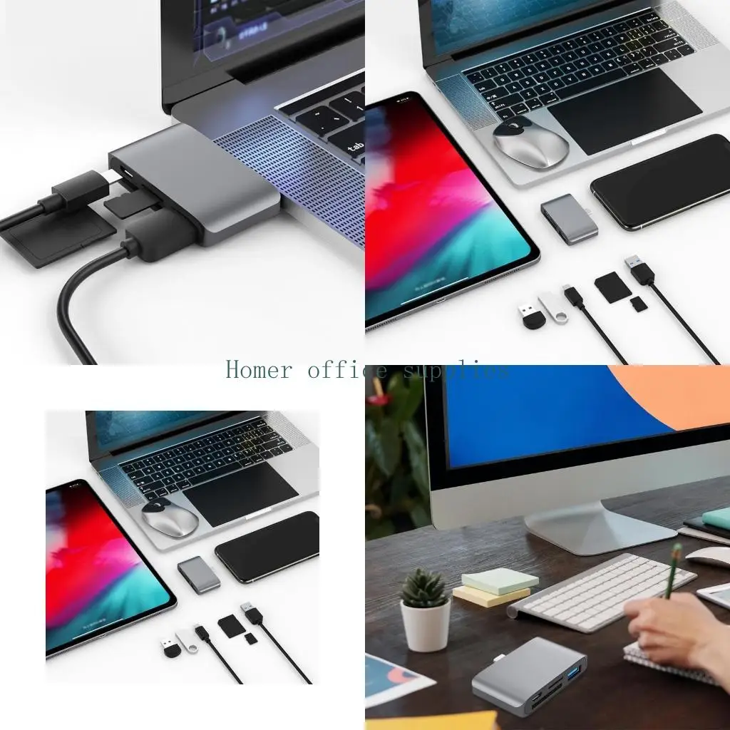 

K43B USB 4 in 1 Type C Hub with and Micro TF Card Reader 4 Multiport Adapter for Laptop/for Smart Phones/Tablet