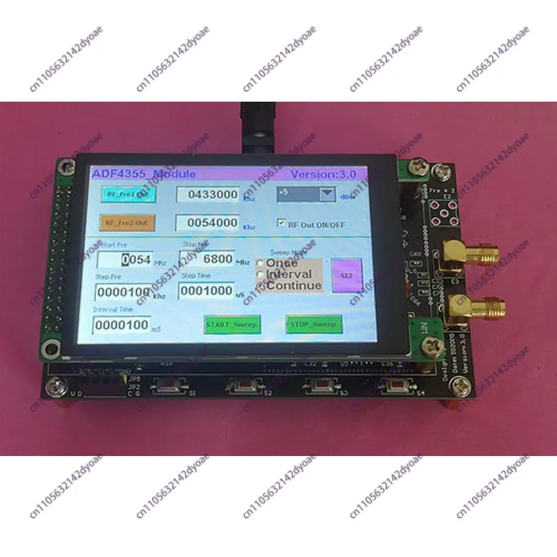 ADF4355 module, RF signal source VCO microwave frequency synthesizer, RF output frequency range: 54 MHz-6800 MHz