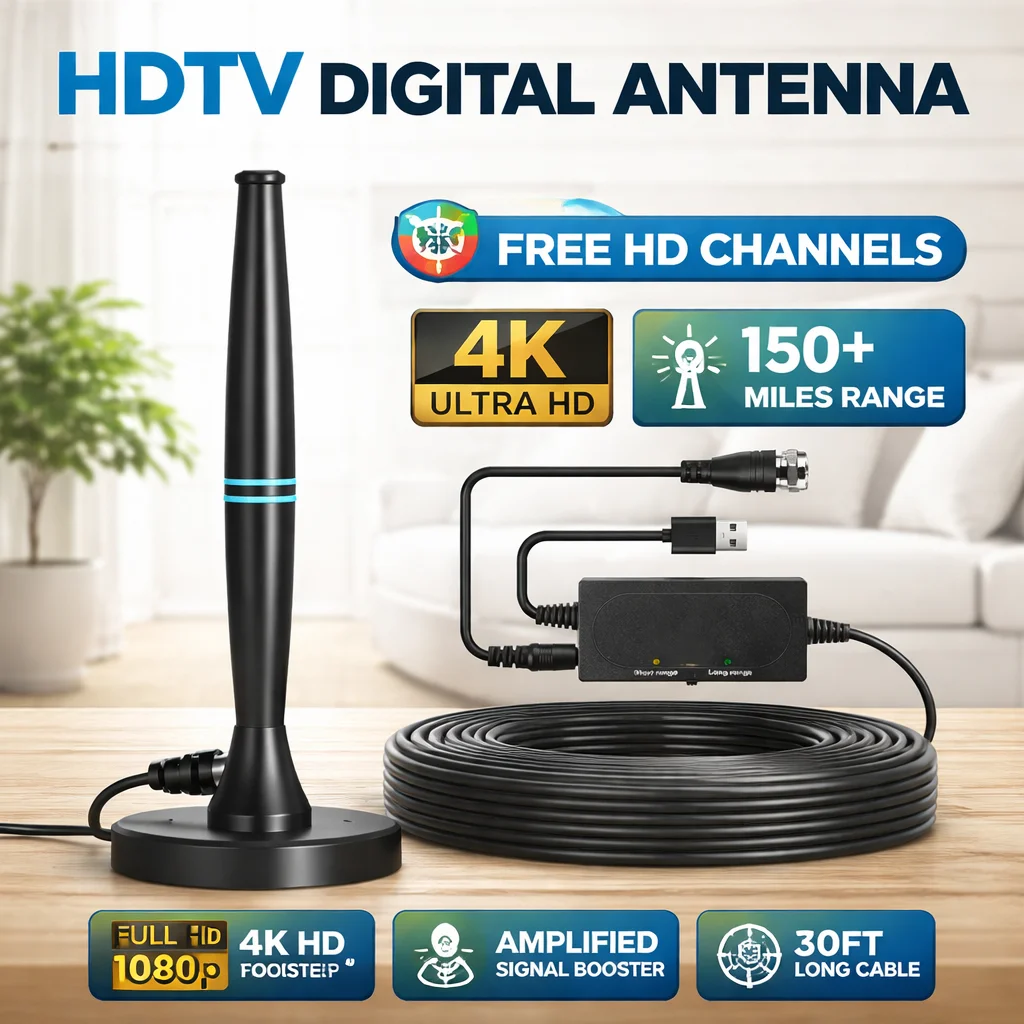 

Высокоэффективная 4K 1080P ТВ-антенна для помещений и улицы, цифровой усилитель сигнала HDTV, прием высокой четкости, Европа, США