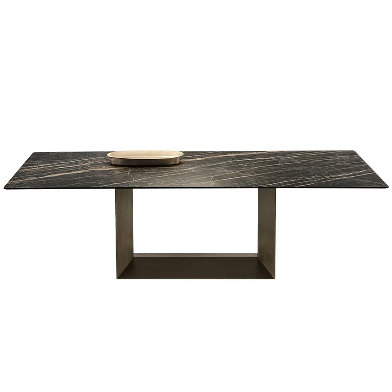 

Italian minimalist rock slab dining table large rectangular modern simple household mouth rack restaurant table