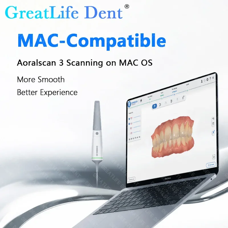 GreatLife Dent SHINING 3D Dental Aoralscan 3 ماسح ضوئي داخل الفم AI Scan متوافق مع زرع MAC-OS/تقويم الأسنان/الترميم