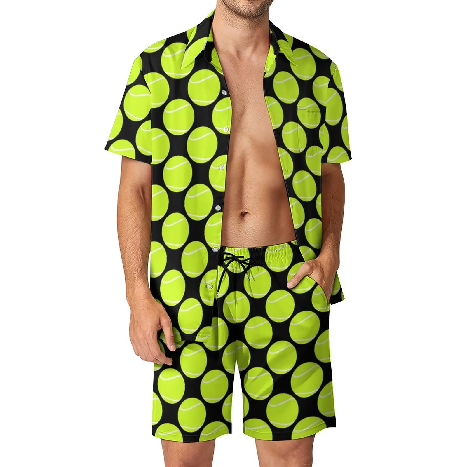 

Tennis Ball Men Sets Tennis Player Casual Shorts Summer Trending Beach Shirt Set Short-Sleeve Plus Size Suit Gift Idea