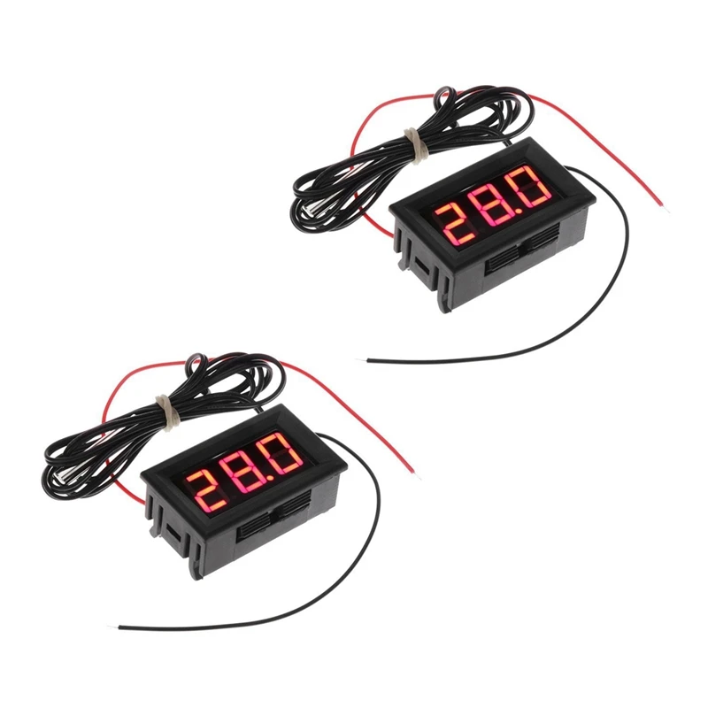 2X DC 5 - 12 V - 50 - 110 Degree C Digital Thermometer Thermometer Refrigerator Temperature Detector Red