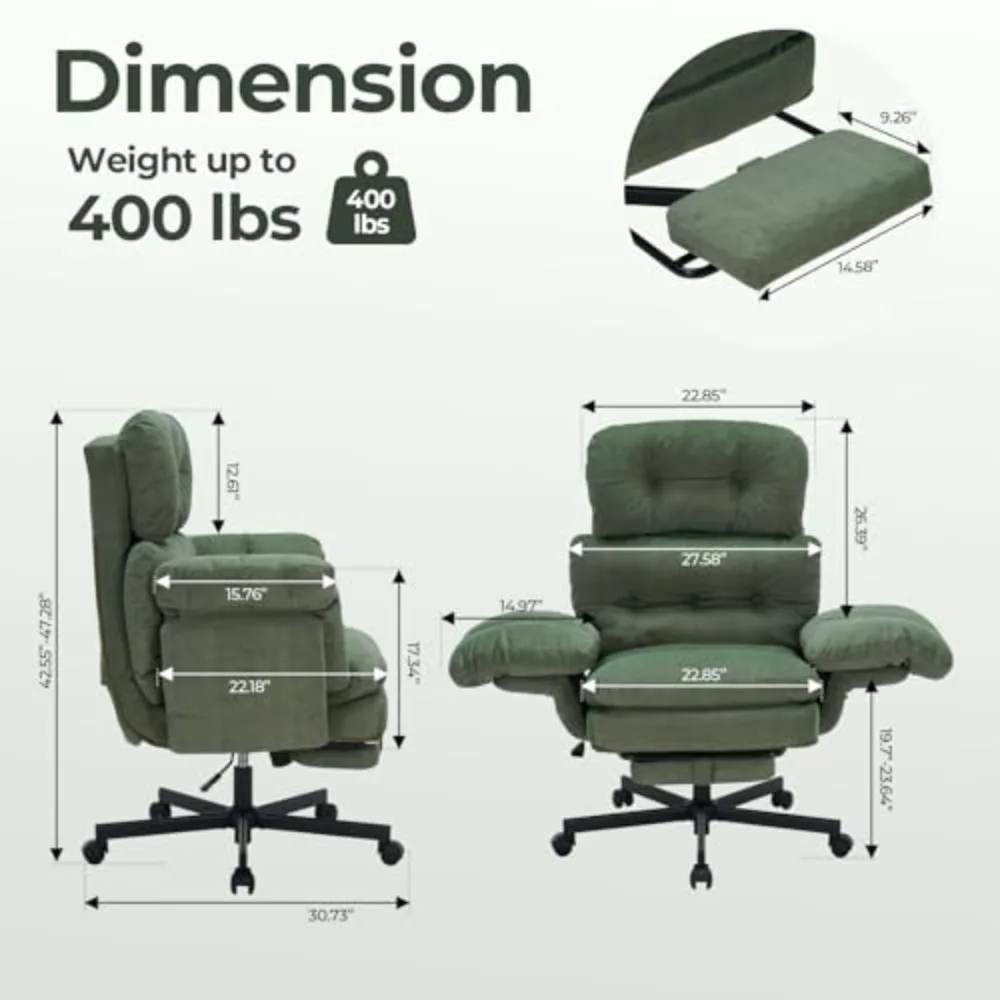 Criss Cross Office Chair with Foot Rest, Big and Tall Office Desk Chair with Flip Armrests for Pets & Cross Legged