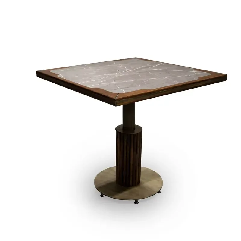 Modern Square Coffee Table Faux Marble Top Wood Frame Metal Leg Compact Center Table for Living Room Home Furniture
