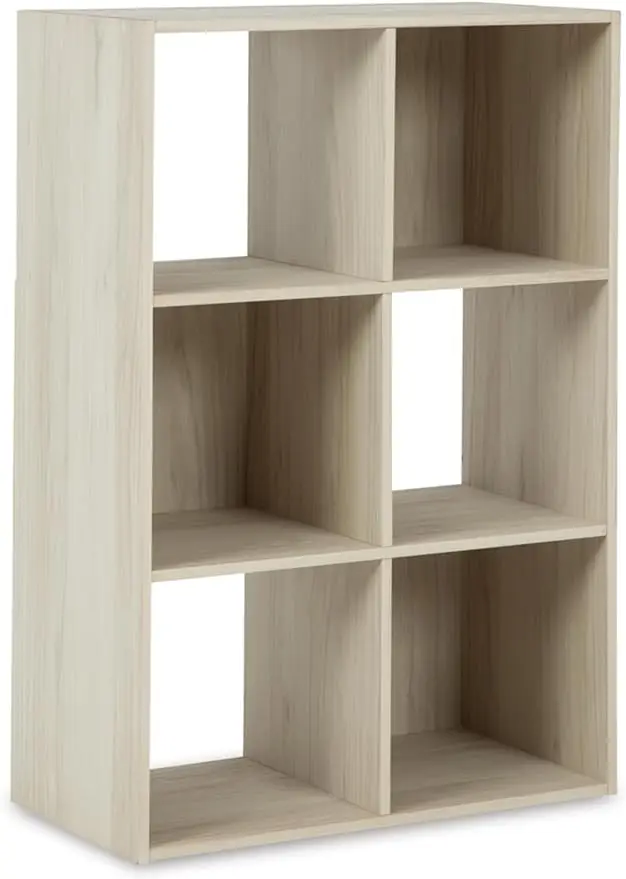 

Coastal 6 Cube Storage Organizer or Bookcase, Whitewash，Beige