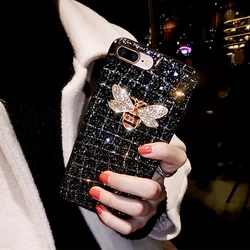 Luxurious Glitter Diamond Bling 3D Bee Phone Case For Samsung S23 S22 S21 S20 S10 Plus + Ultra Fe Note 20 10 Hard Cover