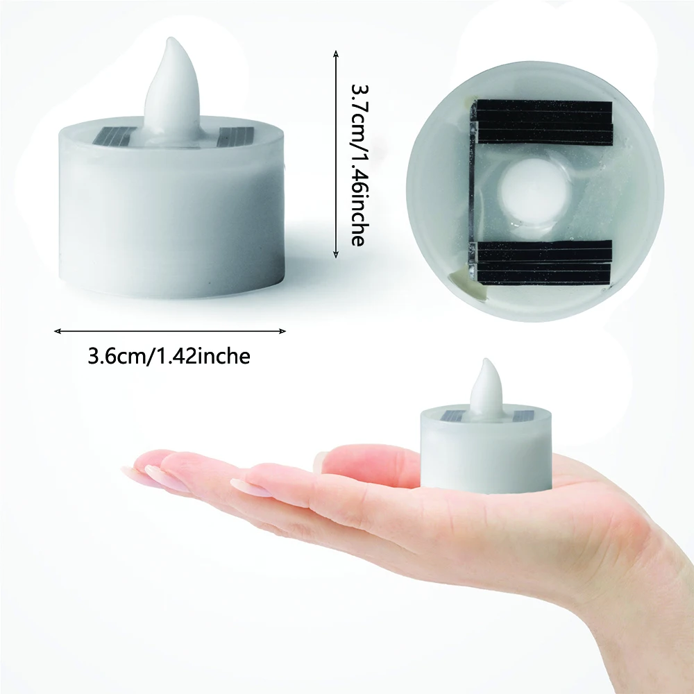 6pcs Outdoor Candles Lamp Flameless Solar Rechargeable Candles with Flickering Solar Tealights for Party Garden Home Decor