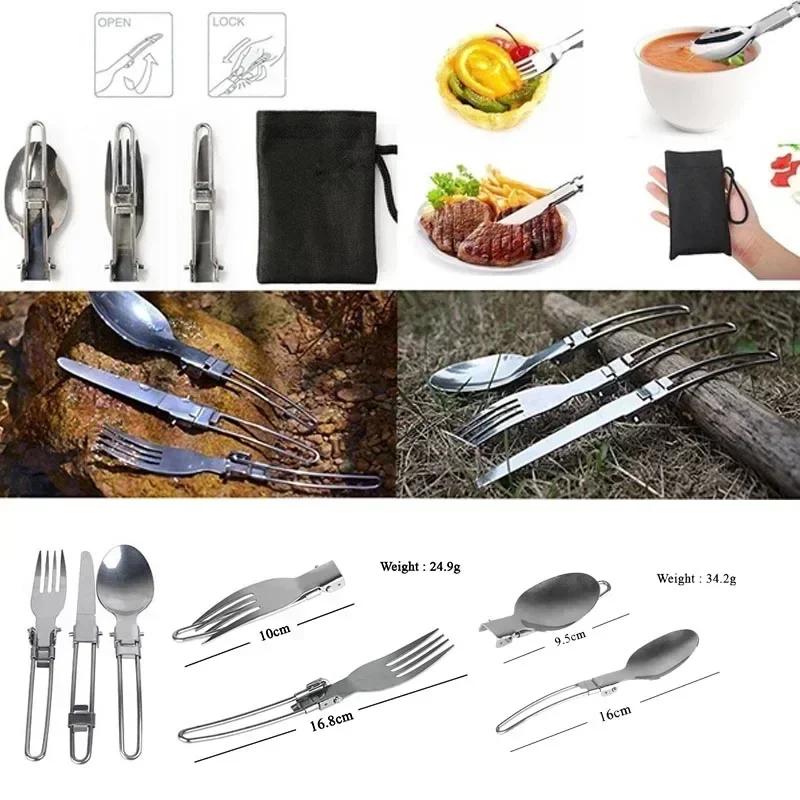 جديد التخييم وعاء المحمولة في الهواء الطلق مجموعة تنزه نزهة الشواء الطبخ للطي تجهيزات المطابخ أواني المطبخ ملعقة سكين المعدات