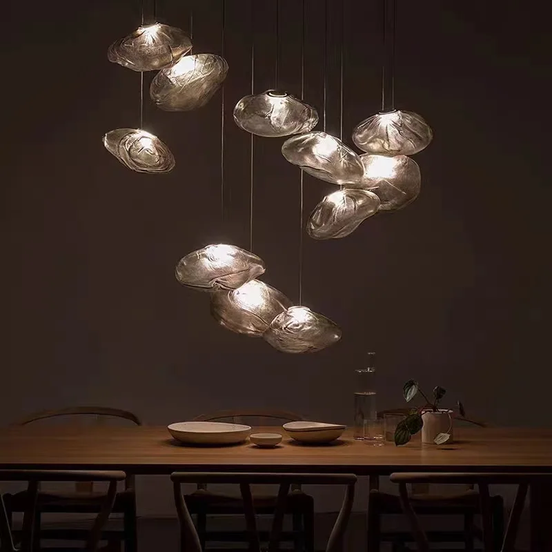 

Nordic Grey Cloud Glass Pendant Lights Modern Art Hanglamp Restaurant Bedroom Living Room Bar Crystal Suspension Home Lamps