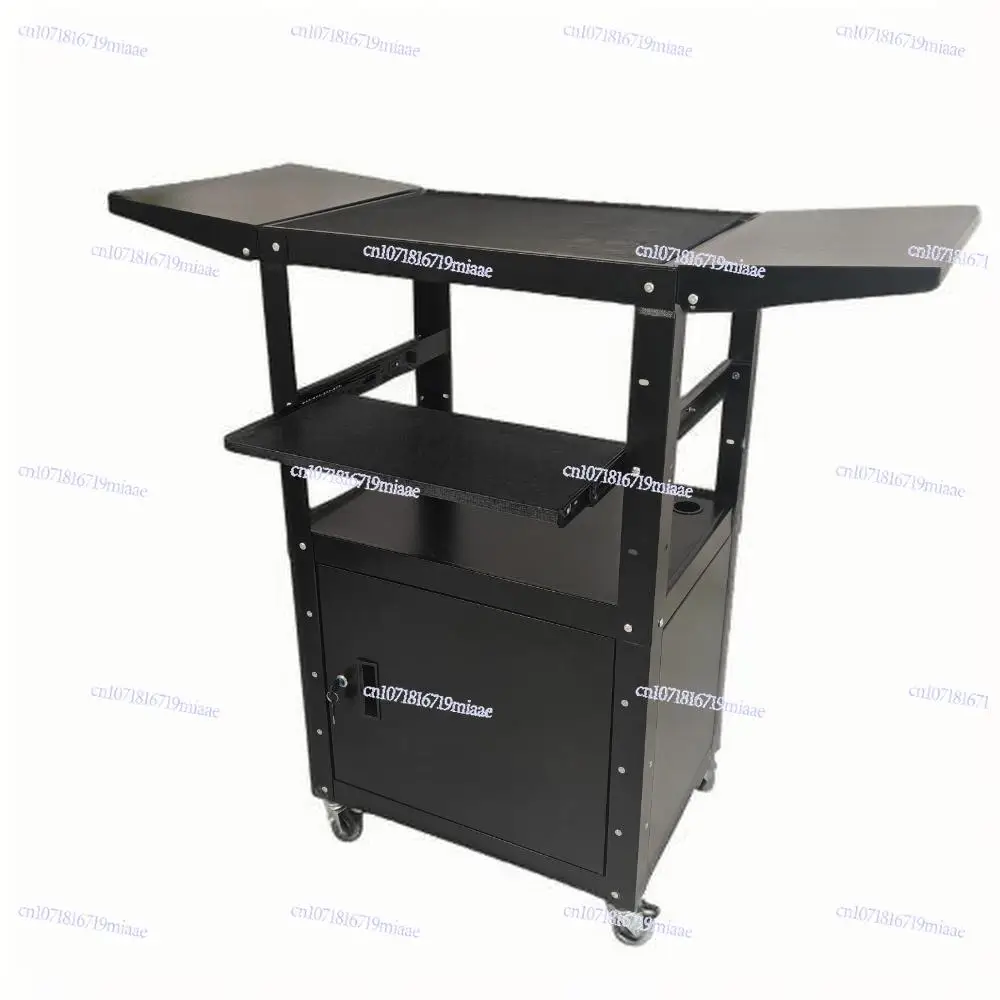 AV trolley Commercial furniture Mobile utility Rolling demo Frame and multimedia cart with power socket wheels