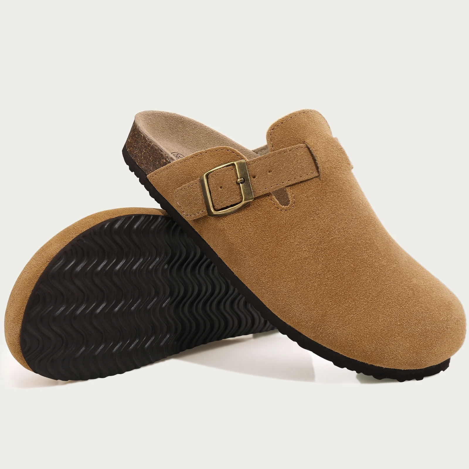 Shevalues Wildleder-Clogs für Damen und Herren, Sommer-Kork-Mules, Weiche Fußbett-Sandalen mit Fußgewölbestütze, Neue Freizeitmode, Echte Clogs – Detail 19