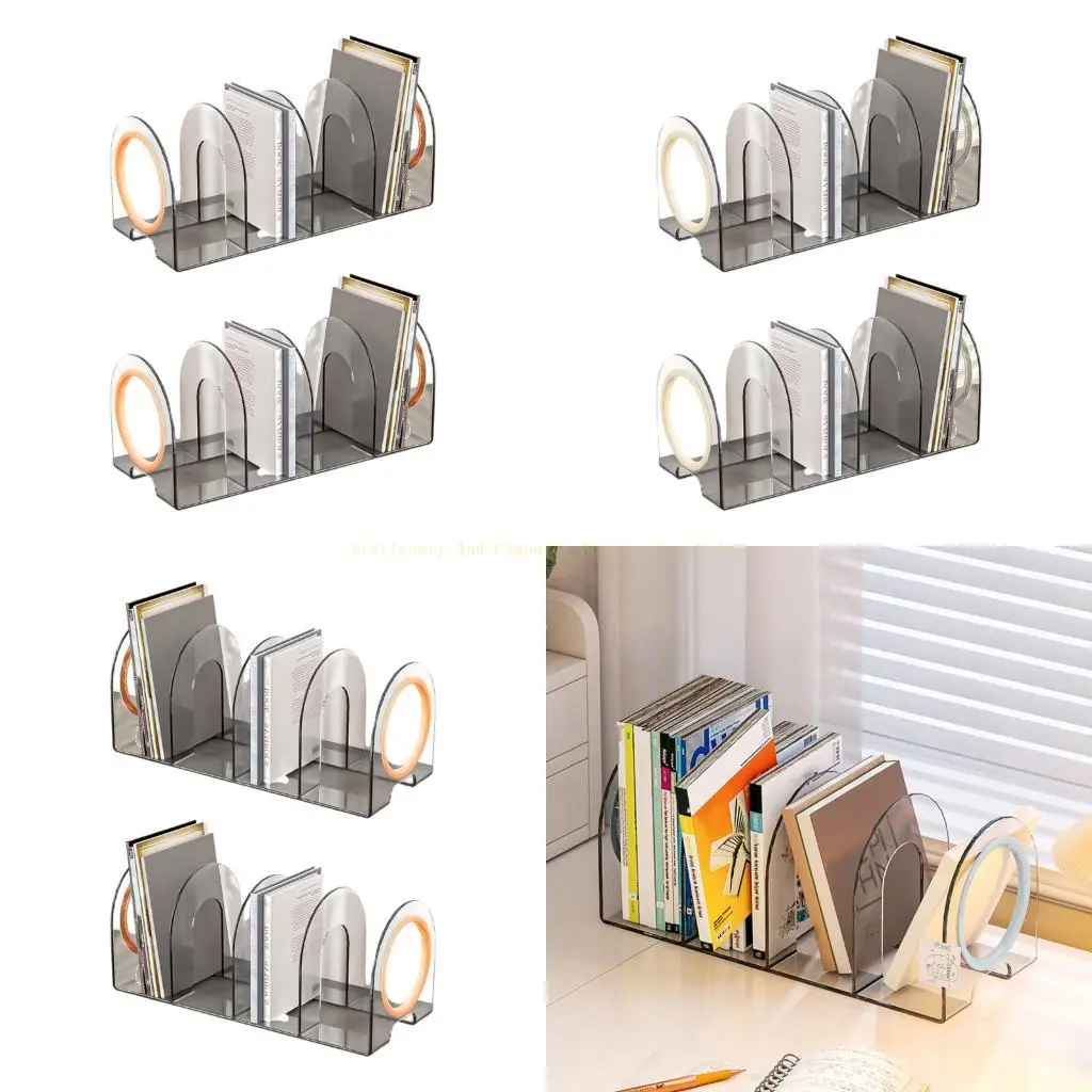 

4 Compartments Book End Book Magazine Organizers Stand Space Saving Book Stopper