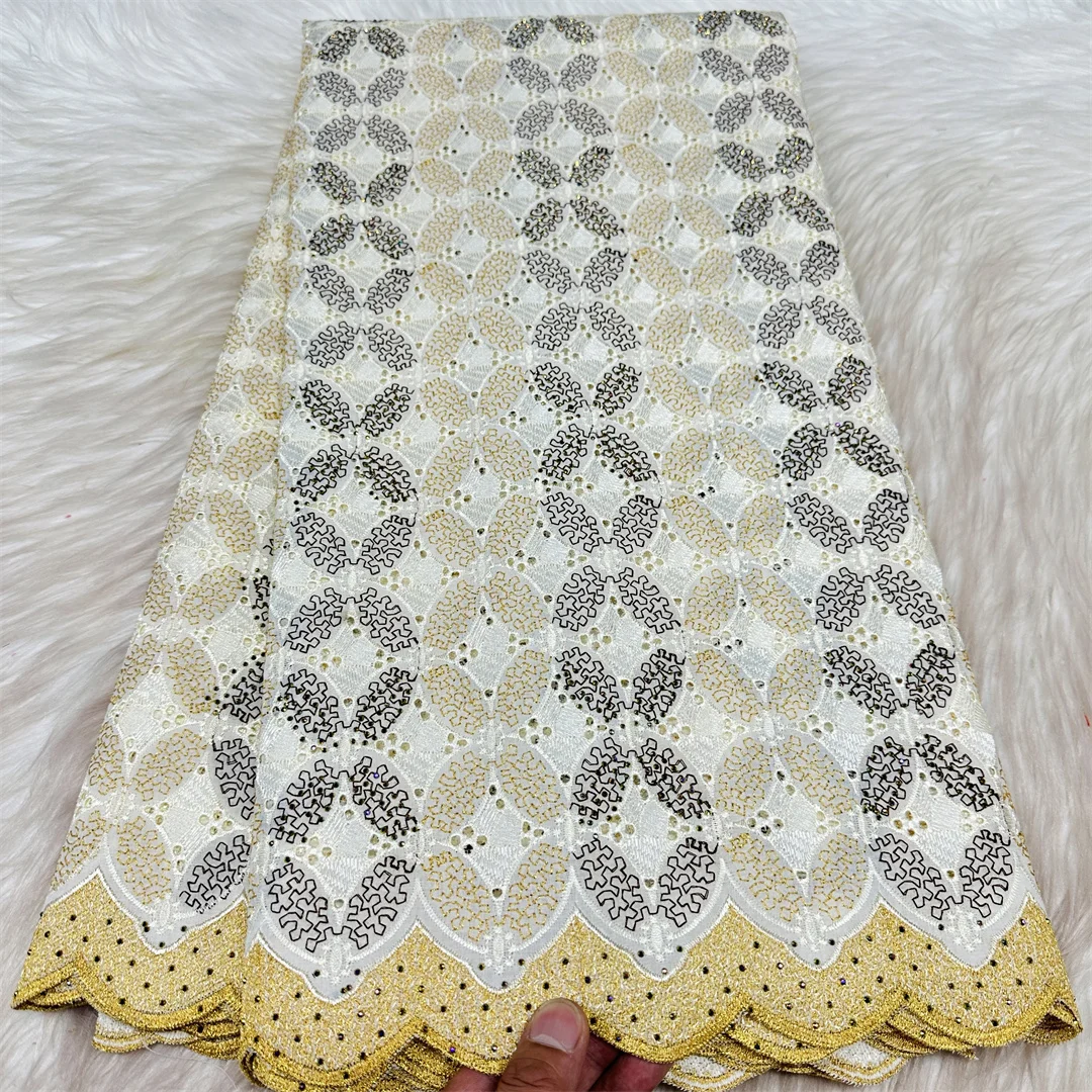 African Cotton Lace Fabric Embroidery 5 Yards 2026 Nigerian Swiss Voile Lace Fabrics Sewing For Women Wedding Party Dress