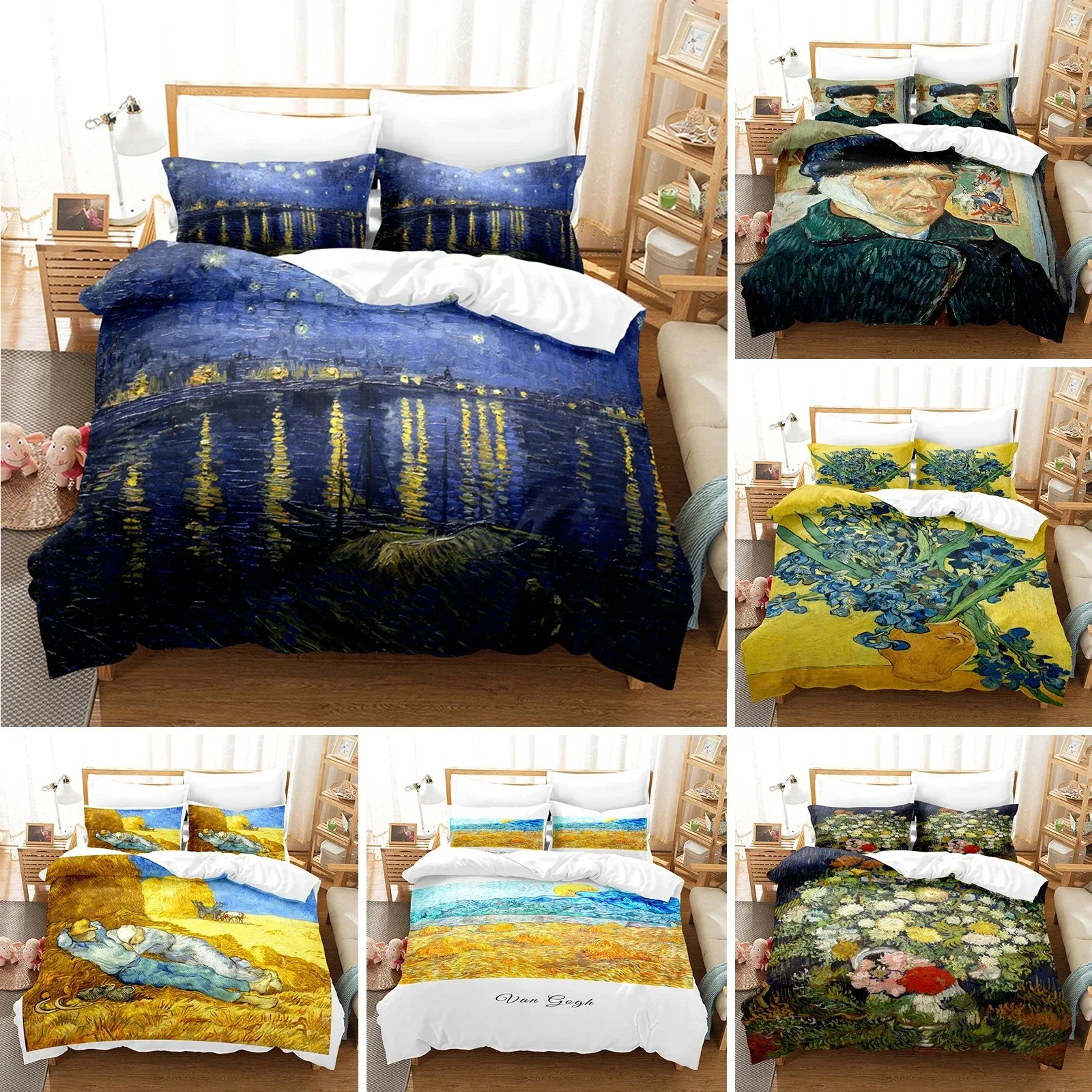 Van Gogh Oil Painting Bedding Set Queen King Size Bedroom Decor Quilt Cover And Pillowcase Home Textile