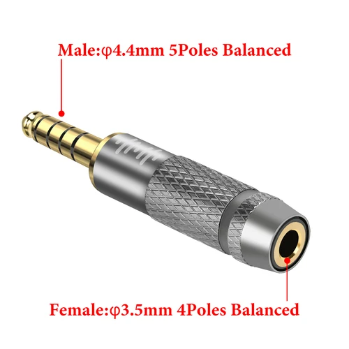 Imagen 2 del producto Geekria Adaptador para auriculares hembra balanceado de 4,4 mm macho a 3,5 mm (1/8'') compatible con Sony NW-ZX300A, NW-WM1A, PHA-2A