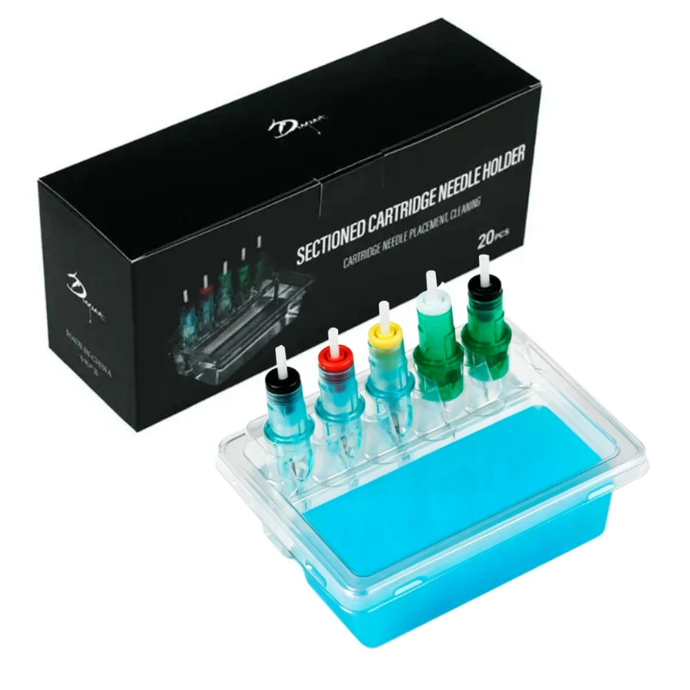 20pcs/box Transparent Disposable Tattoo Cartridge Needle Trays  Plastic Tattoo Cartridge Cup Holder for Working Cup Cleaning Cup