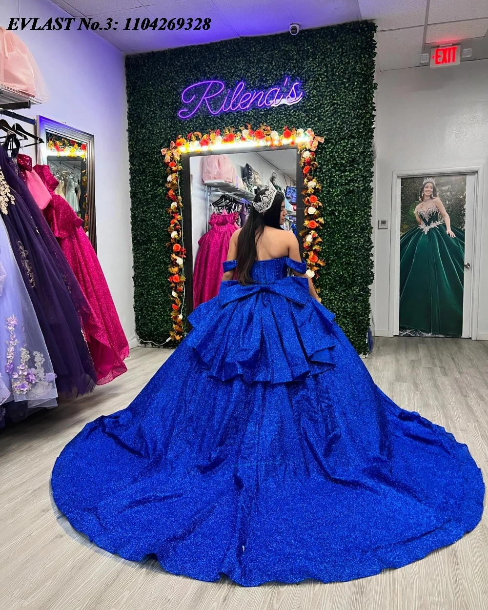 EVLAST personalizado brillante azul real Vestido para quinceañeras Vestido De baile apliques con cuentas De cristal arco dulce 16 Vestido De 15 Anos E3Q418