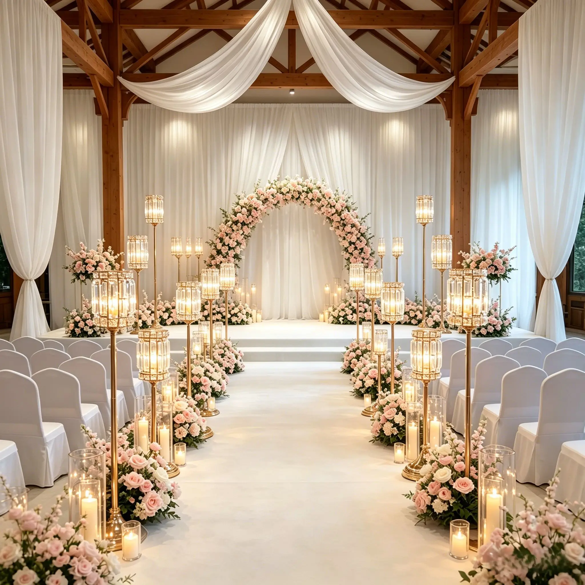 Flexible Adjustable Height Wedding Crystal Candle Holder, Suitable for Wedding Parties Hotel Lighting Road Leading,venue Decor