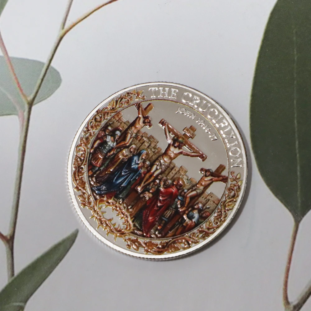 1pc The Crucifixion The Resurrection Jesus Commemorative Coin Religious Collectible Token Christianity Souvenir Holiday Gifts