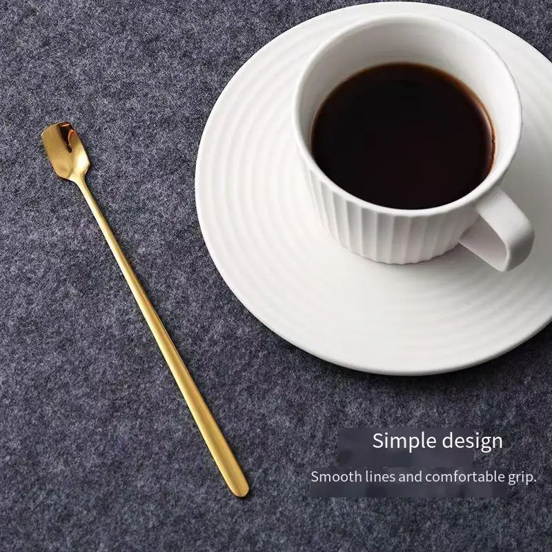 Coffee spoon, long-handled stainless steel stirring rod, mini smoothie spoon, dessert mixing, stylish small-head spoon
