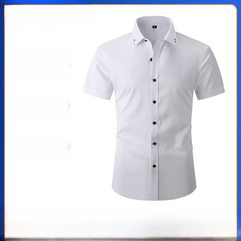 

Men's Short Sleeve Shirt Four-Way Stretch Shoulders Regular Fit Cotton Casual Wear Resistant Elegant Style Chinese Brand