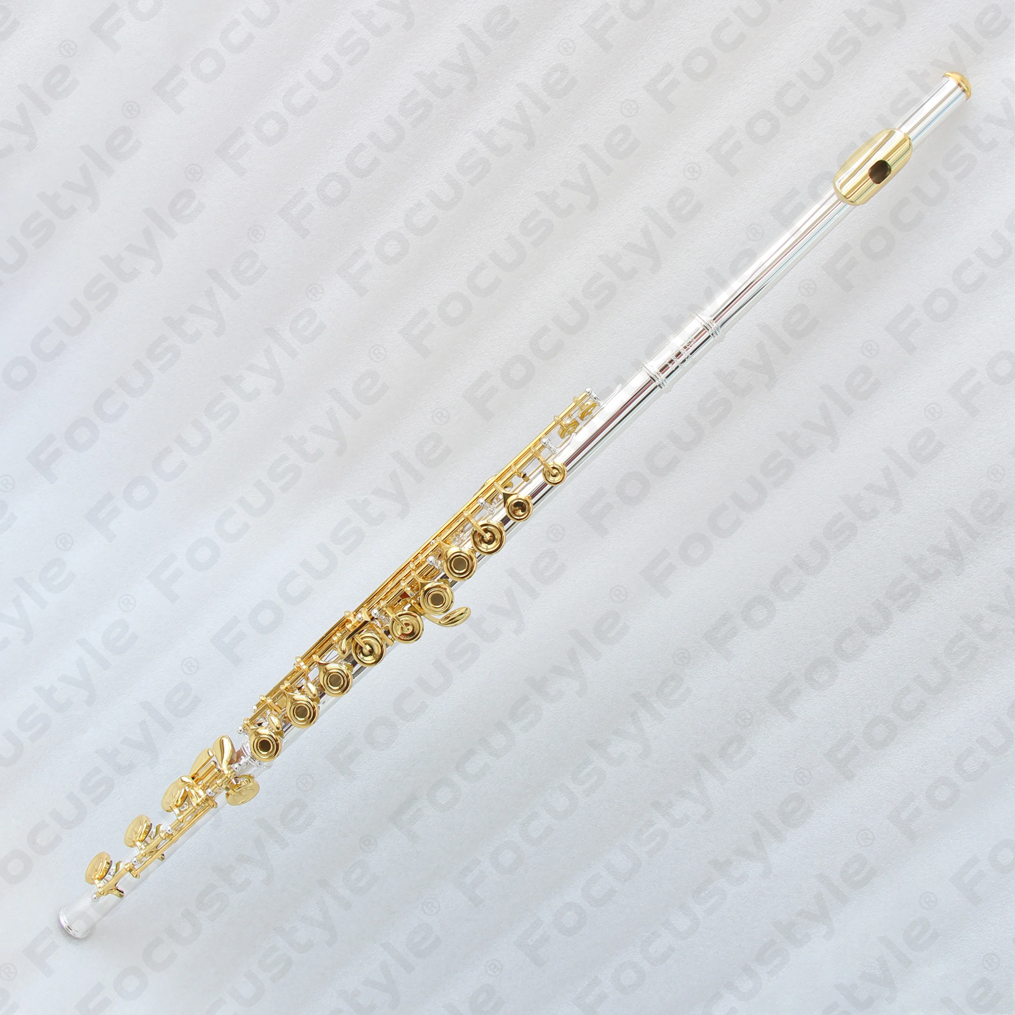 B Foot Open Hole Flute High-End Double Color Transverse Flute With Silver Plating Beautiful Gold Body