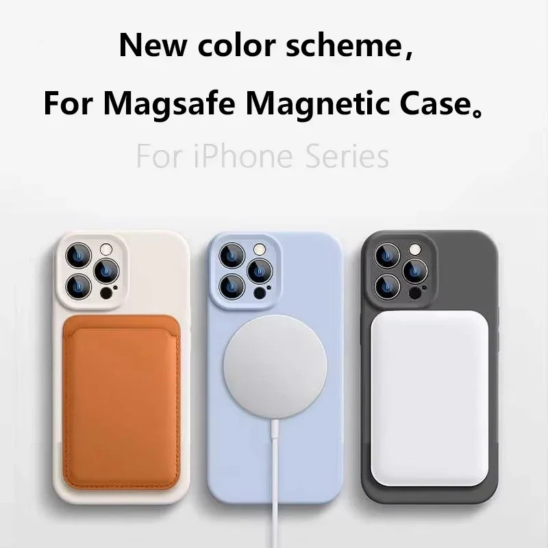 Funda de silicona suave original para iPhone 16 Plus 15 14 13 12 Pro Max 11, compatible con Magsafe y carga inalámbrica 2