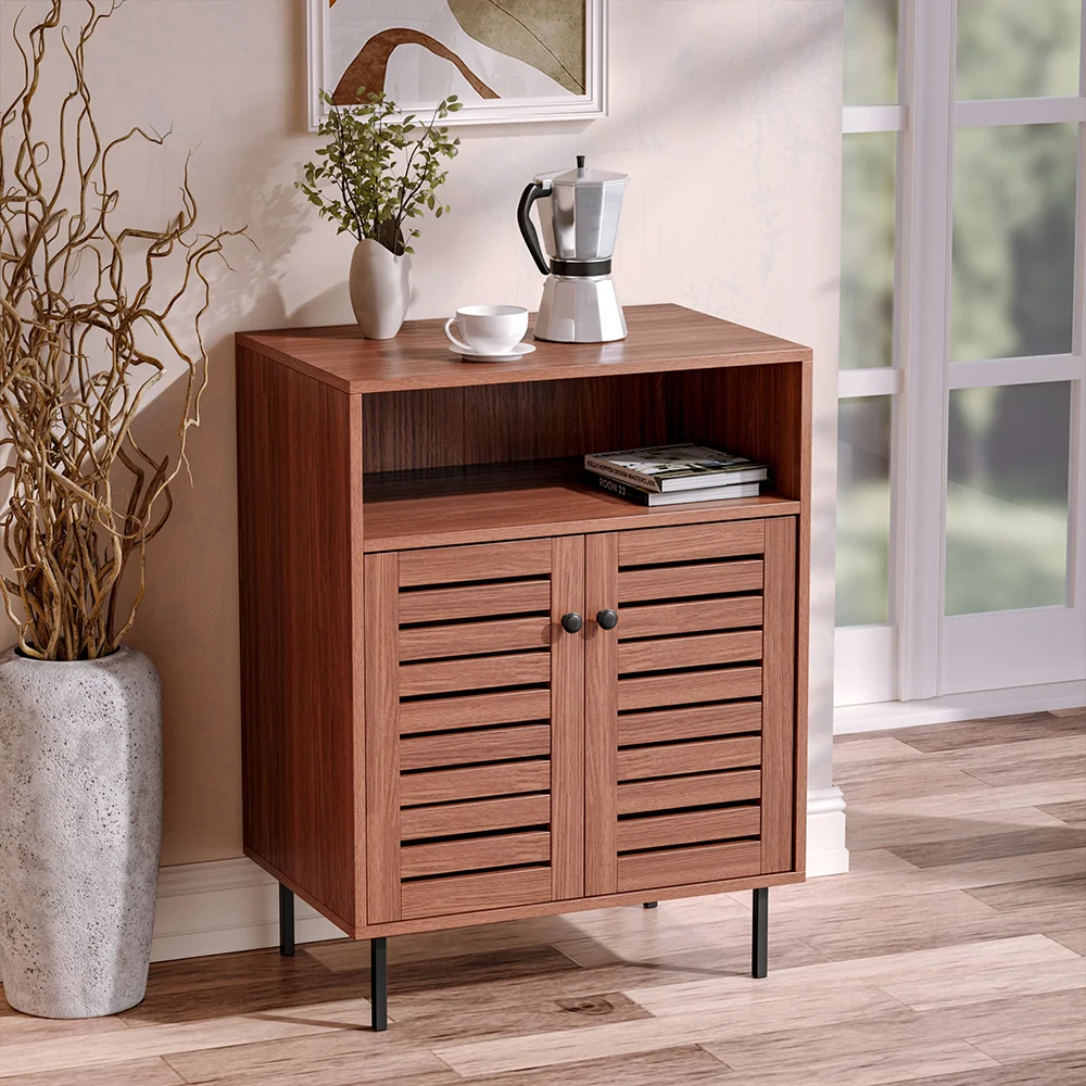 Mid Century Wooden Sideboard Cabinet with Shelves for Dining Room, Living Room Home 0ffice