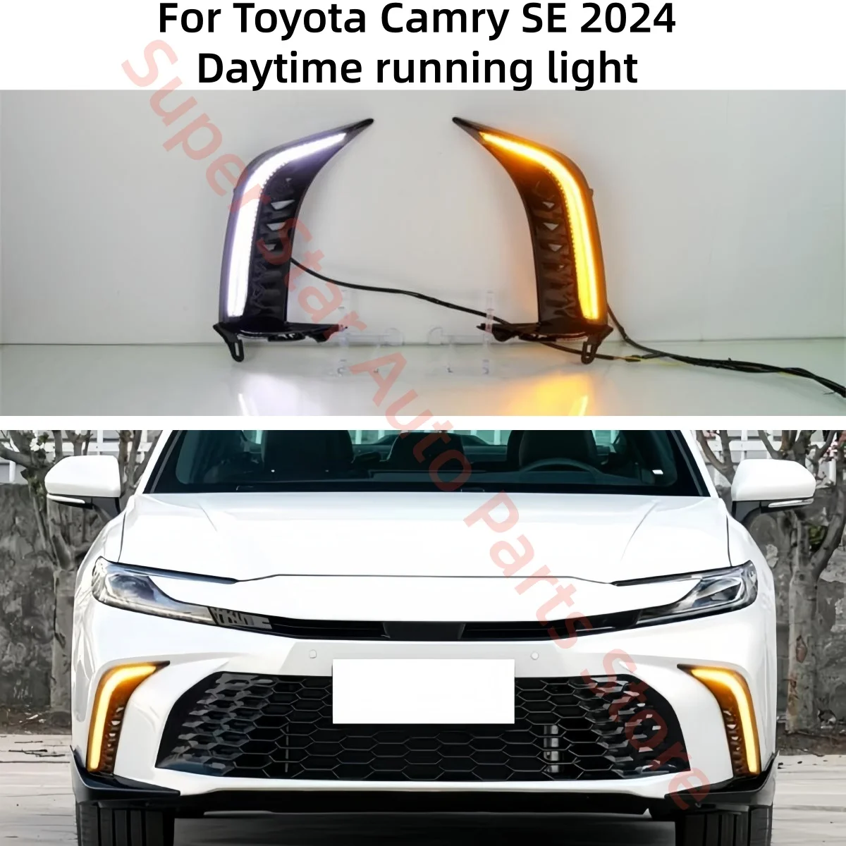 

For Toyota Camry SE 2024 Daytime running lights flow light steering modification of front fog lights Two-color and three-color