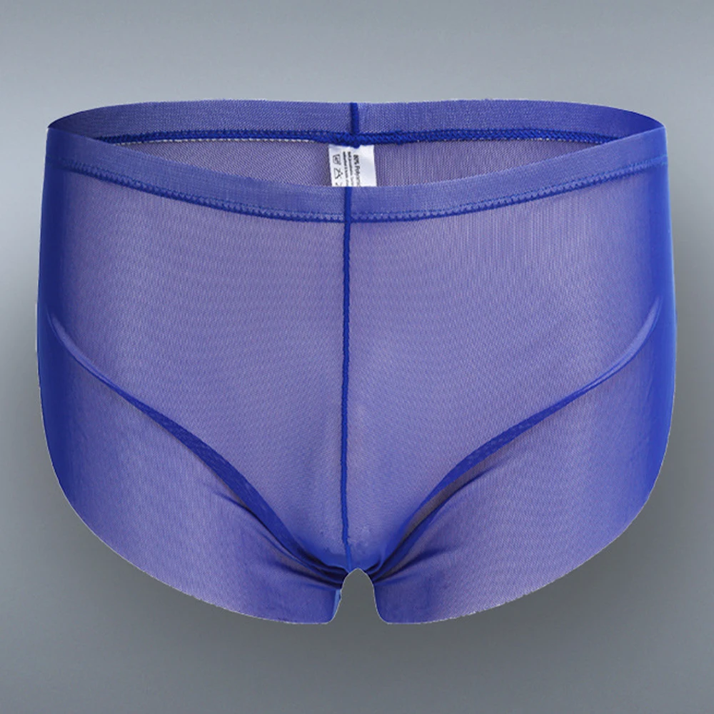Plain Underpants Boxer Men\'s Shorts Elasticated Waist Four Corners Home Pajamas Mid Rise See Through Solid Color Ultra-thin New