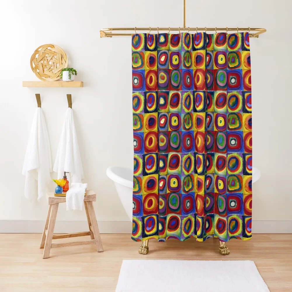 Color Study: Squares with Concentric Circles by Wassily Kandinsky Shower Curtain Anime Bathroom Bathroom Fabric Curtain