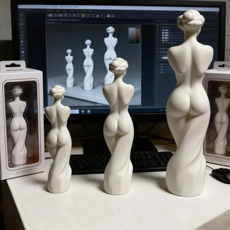 3D Printing Female Statue Model Armless Rotating Base Exquisite Art Figurine Home Decor Photo Shooting Prop desktop ornament