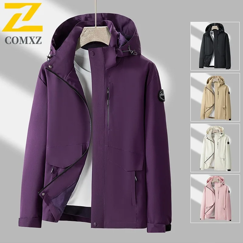 

COMXZ Luxury Men Jacket Solid Color Hooded Adventure Lightweight Coat Casual Travel Windproof Autumn Motorcyclist Jackets