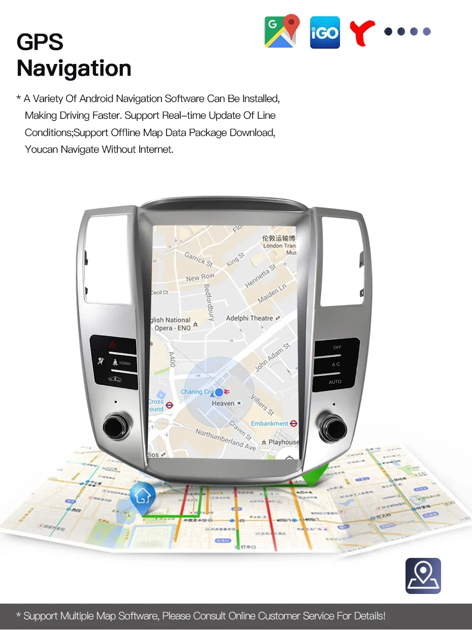 Android 14 Car GPS Touch Screen for Lexus RX300 RX330 RX350 RX400h Toyota Harrier Radio Video Player AutoRadio Tape Recorder